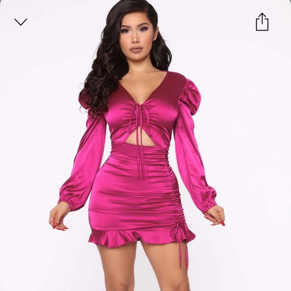 Cute Satin Pink Mini Dress By fashion nova NWT